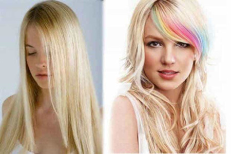осветление волос с цветными прядями