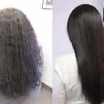 кератиновое выпрямление черных волос до и после